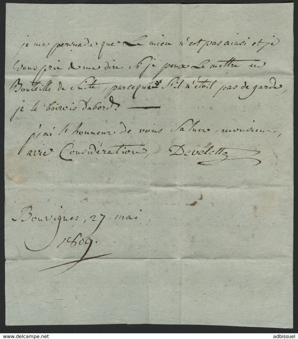 1806 "97 / DINANT" (27*10.5) En Noir S/ Lettre Datée De Bouvignes Sur Meuse Et Adressée à Pommard. Voir Description - 1792-1815: Départements Conquis
