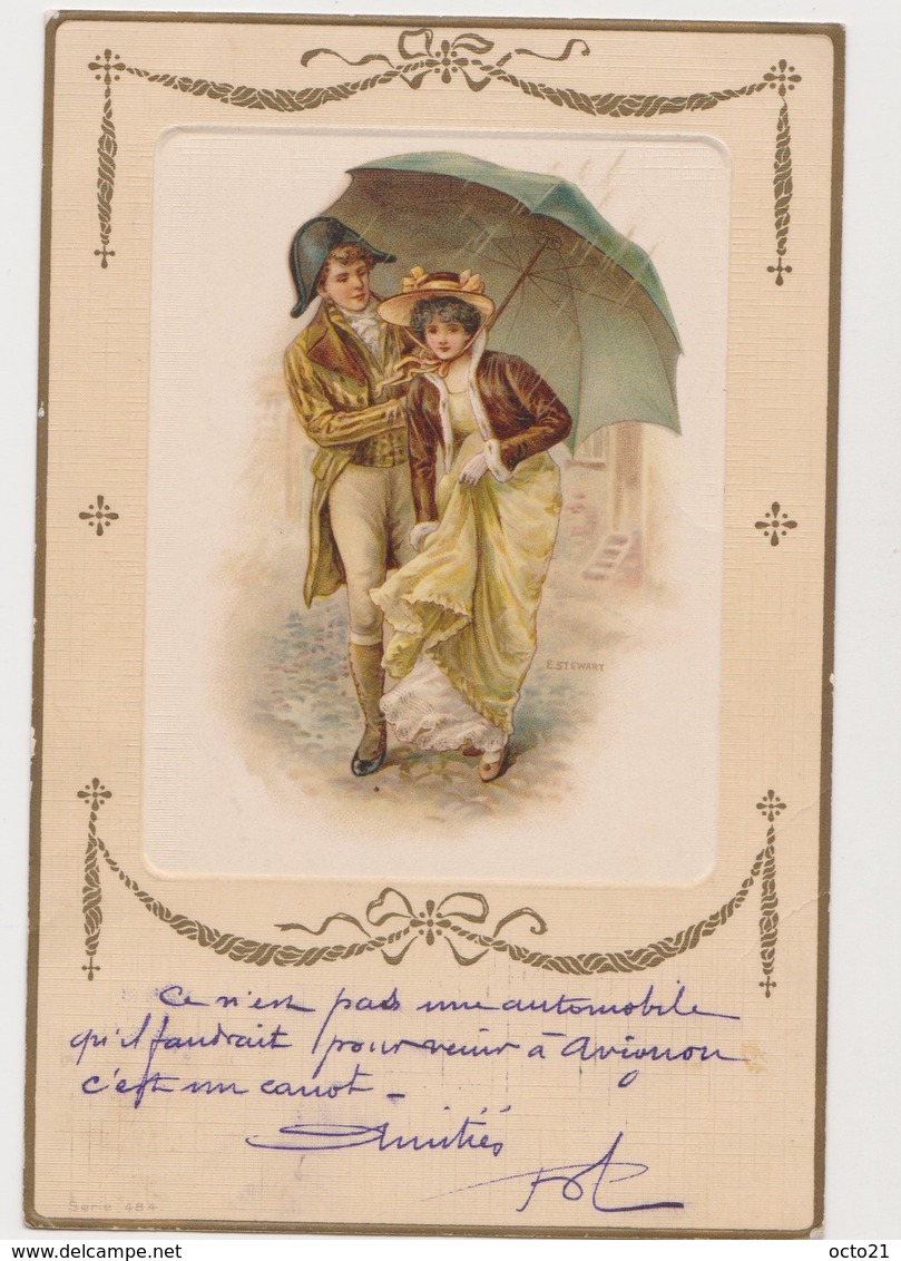 Carte Fantaisie / Couple Sous Un Parapluie - Paare