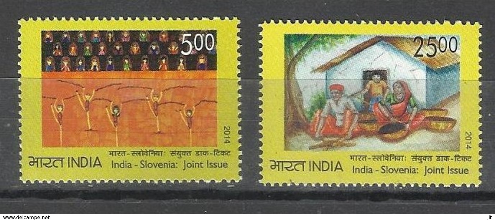 India 2014 Set/2 Stamp India Slovenia Joint Issue.  Mnh - Unused Stamps