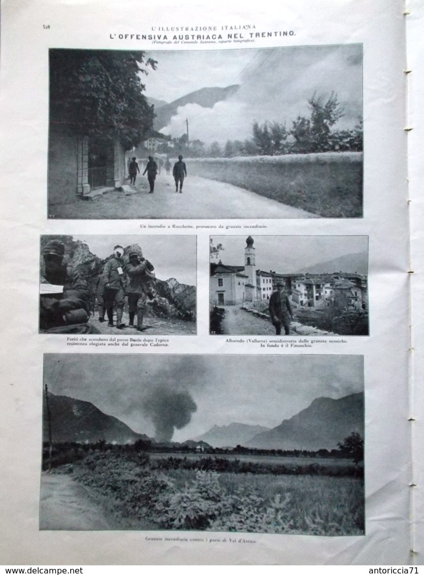 L'illustrazione Italiana 18 Giugno 1916 WW1 Galizia Valsugana Forte Vaux Verdun - Guerra 1914-18