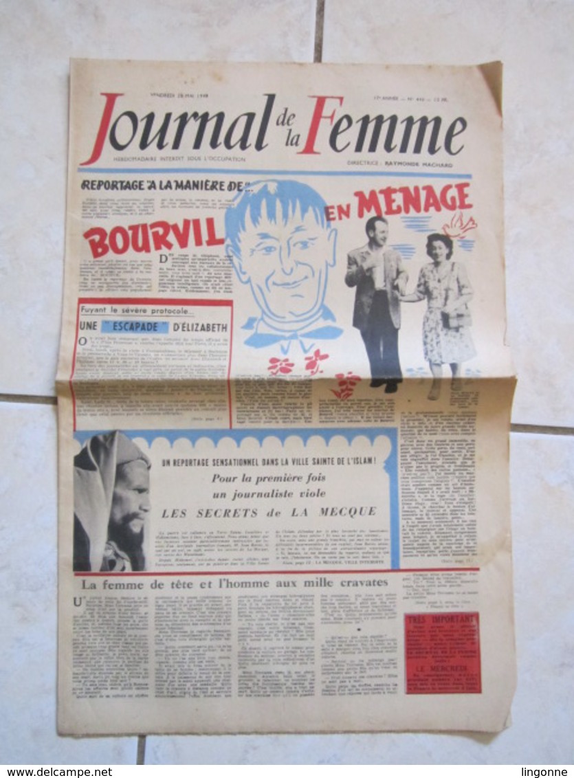 RARE LE JOURNAL De La FEMME Hebdomadaire Interdit Sous L'Occupation Directrice : Raymonde MACHARD 28 MAI 1948 - Autres & Non Classés