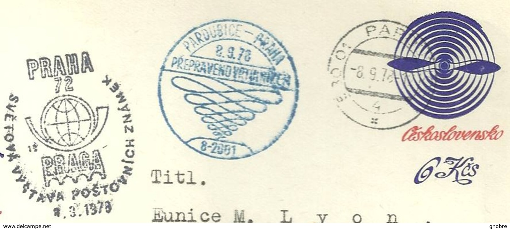 CZECHOSLOVAKIA To USA Cover Prepaid Stationery Sent In 1978 - Great Cancel - Woman Helicopter (GN 0278) - Buste