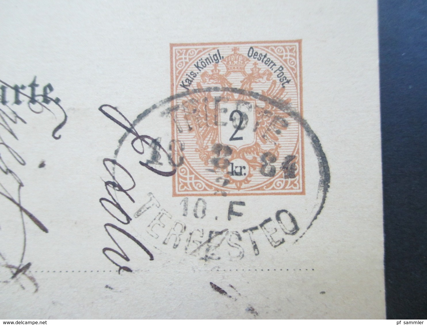 Österreich 1894 GA P45 A Ital. Ovaler Stempel Trieste Tergesteo. Ankündigung Handelsvertreter Giorgio Padovan - Briefe U. Dokumente