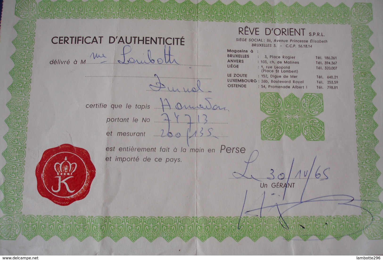 Véritable Tapis D'Orient HAMADAN 1965 - Tapijten