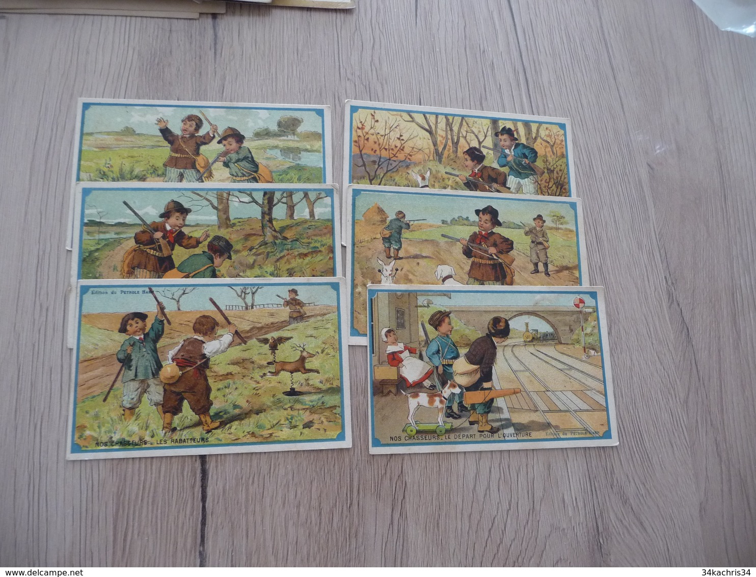 6  Chromo Ancien Pétrole Hahn Shampoing Thème Chasse Chasseurs - Altri & Non Classificati