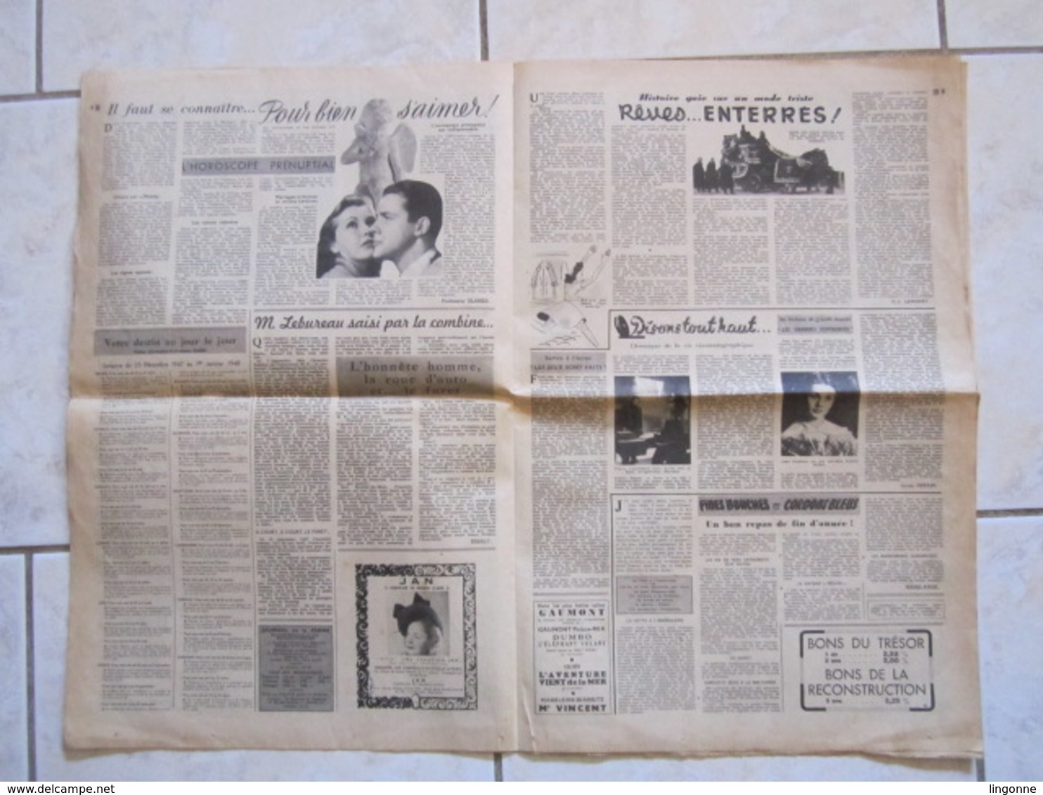 RARE LE JOURNAL De La FEMME Hebdomadaire Interdit Sous L'Occupation Directrice : Raymonde MACHARD 26 DECEMBRE 1947 - Autres & Non Classés