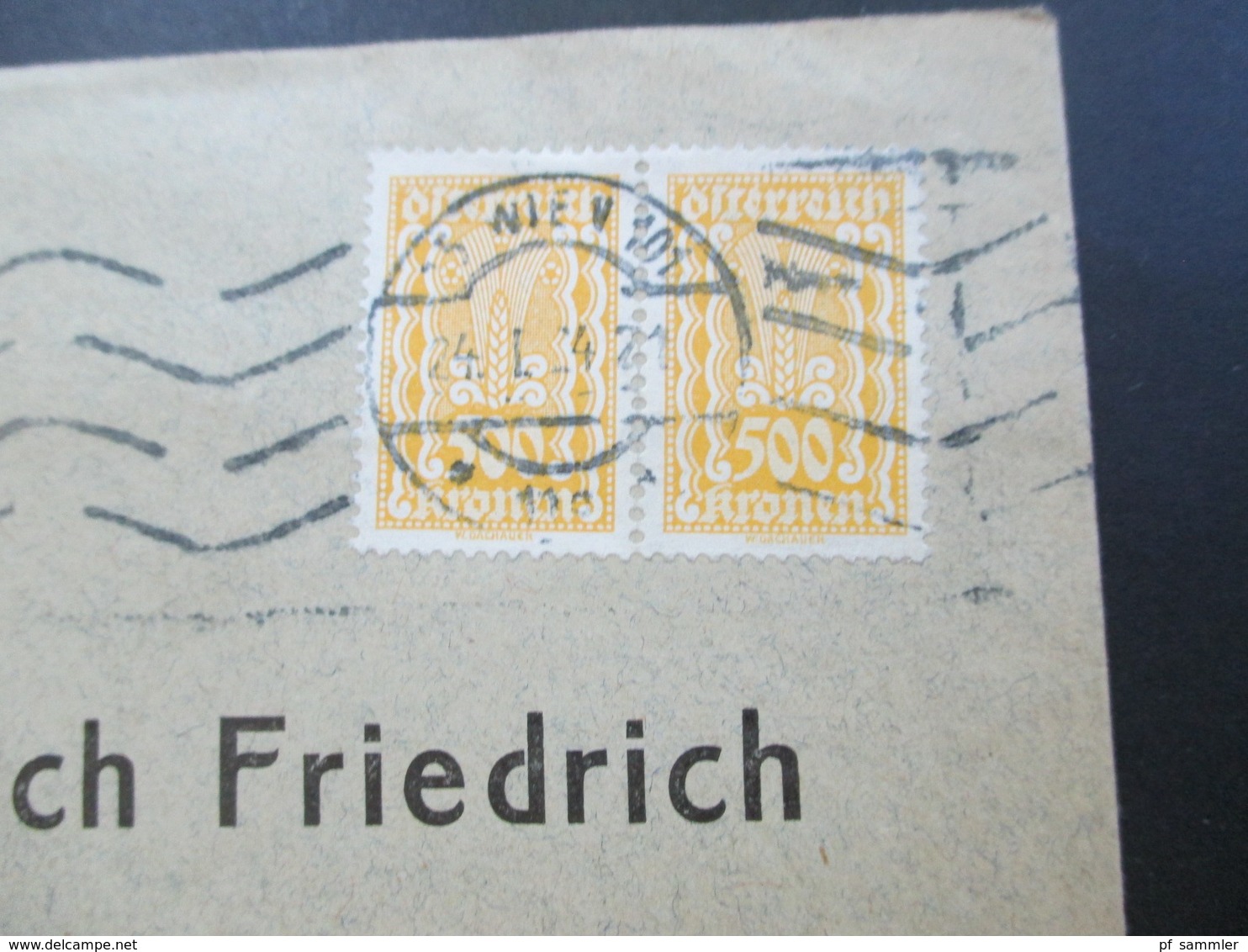 Österreich 1924 Freimarken Dachauer Nr. 387 Waagerechtes Paar MeF Siegfried Eauer Export Agentur Wien - Briefe U. Dokumente