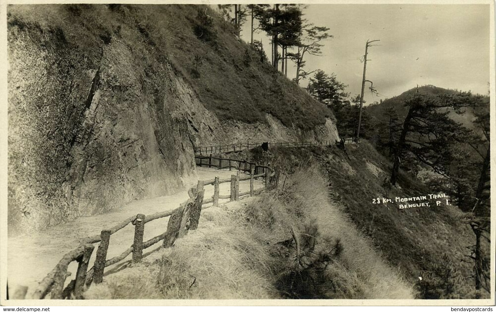 Philippines, Luzon, BENGUET, Mountain Trail 28 Km (1920s) RPPC Postcard - Philippines