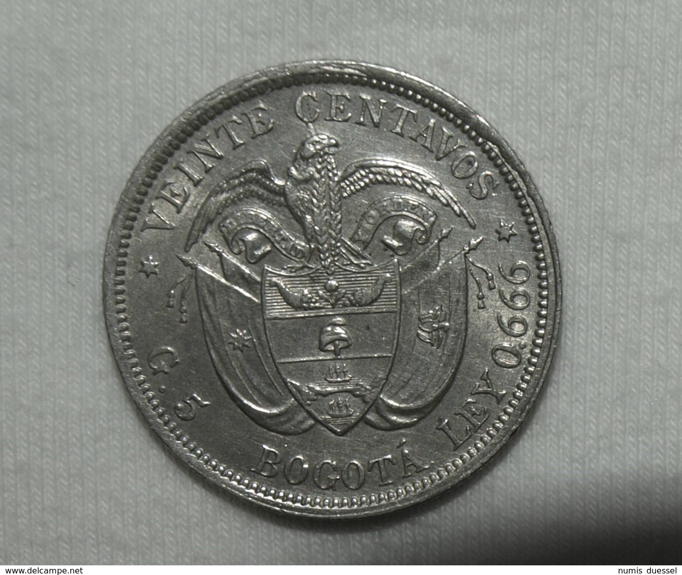 Silber/Silver Kolumbien/Colombia Liberty Head, 1897, 20 Centavos VZ+/XF+ - Kolumbien