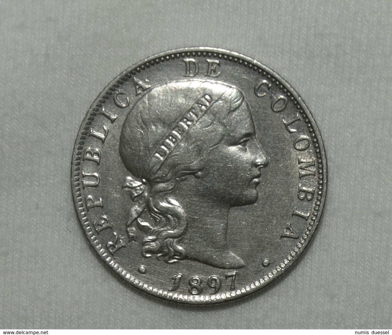 Silber/Silver Kolumbien/Colombia Liberty Head, 1897, 20 Centavos VZ+/XF+ - Kolumbien