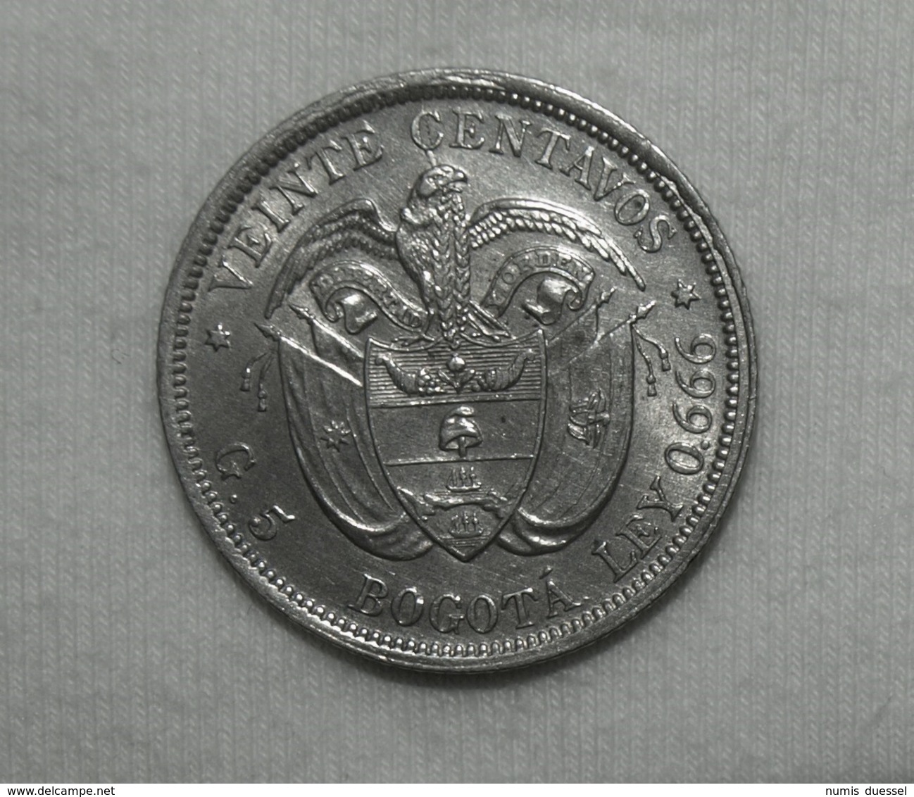 Silber/Silver Kolumbien/Colombia Liberty Head, 1897, 20 Centavos VZ+/XF+ - Kolumbien