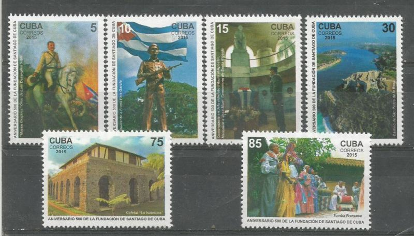 Cuba 2015 500th Anniversary Of Santiago De Cuba Fundation 6v + S/S MNH - Nuevos