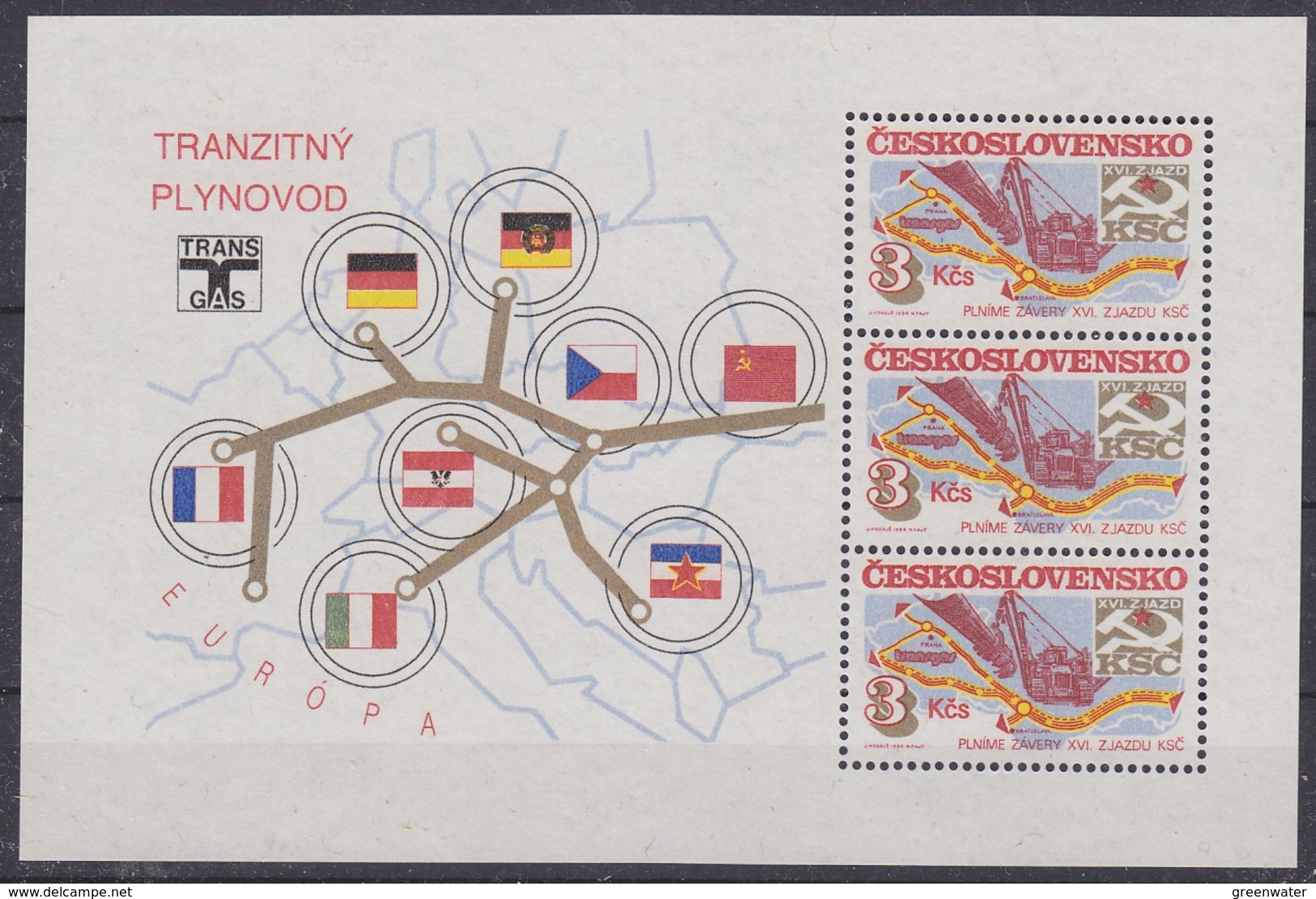 Czechoslovakia 1985 Transgas 3v From M/s  ** Mnh (43265) - Blokken & Velletjes