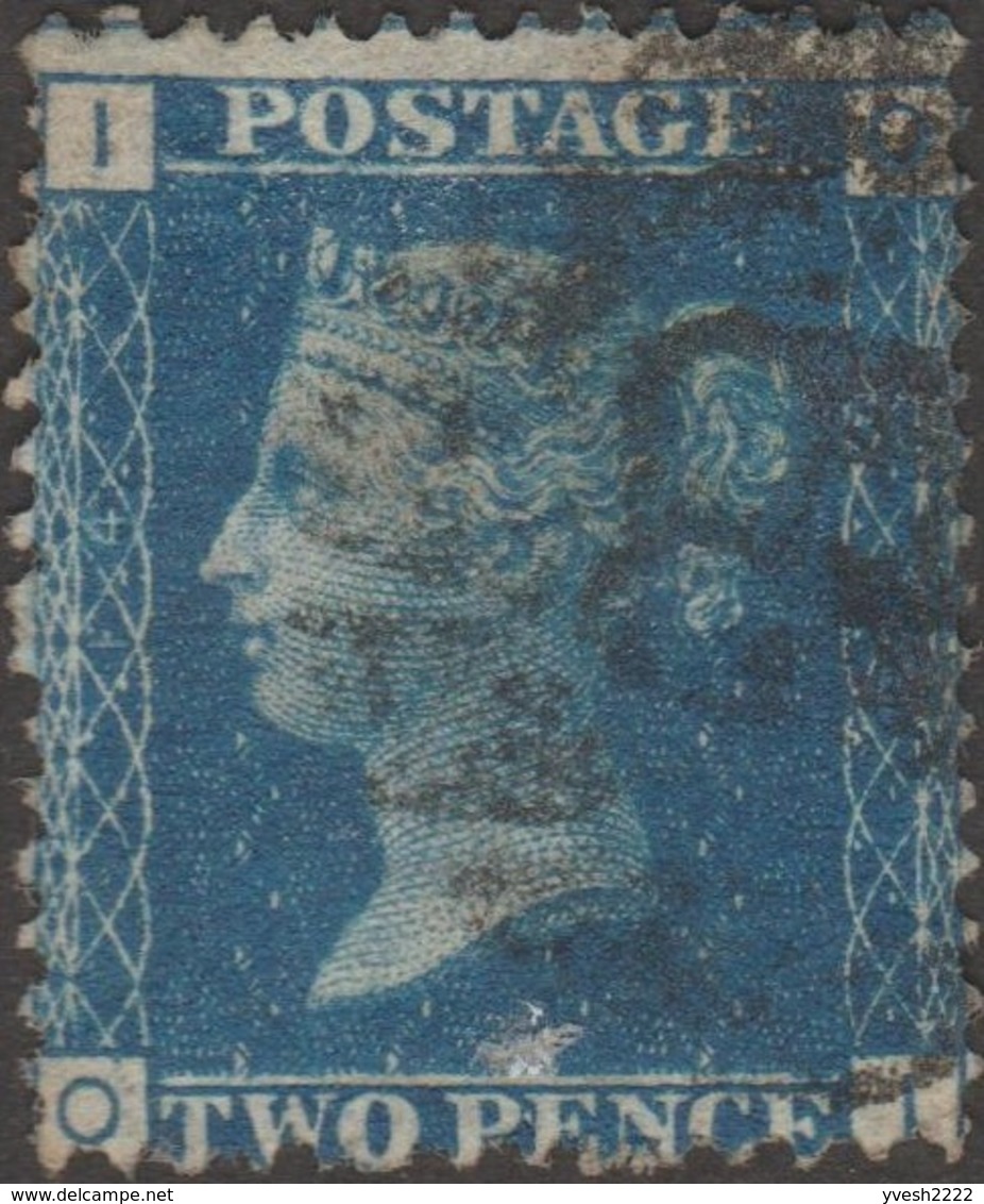 GB 1858 Y&T 27 SG 45 Michel 17. Victoria 2 P. Bleu, Filigrane Grande Couronne. Planche 14. Lettres OJ (??). TB - Used Stamps