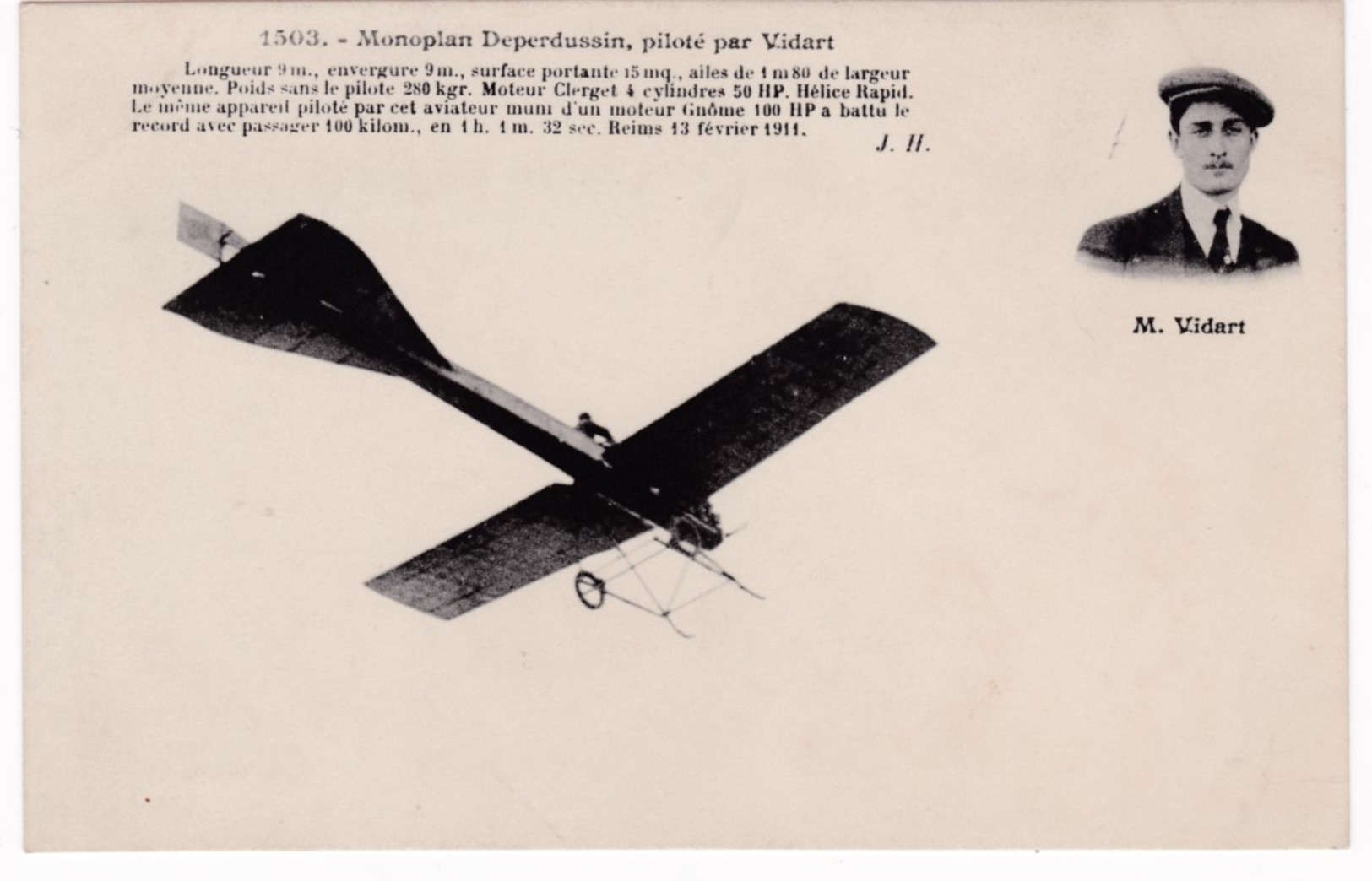 Aviation - Monoplan Deperdussin Piloté Par Vidart - ....-1914: Precursores