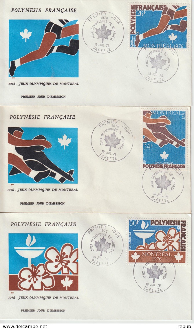 Polynésie FDC 1976 JO Montréal PA 110 à 112 - FDC