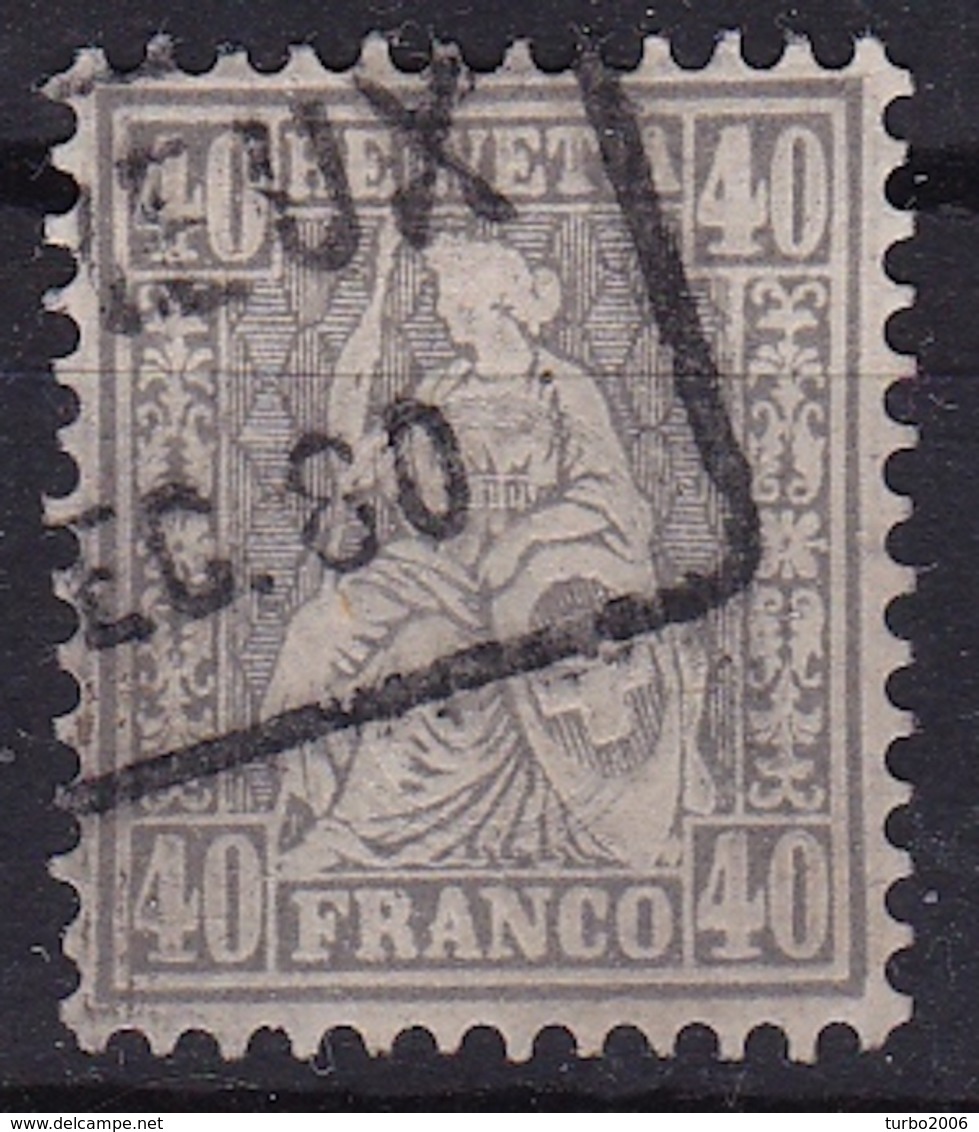 Switzerland / Schweiz / Suisse : 1867-1881 Sitzende Helvetia Weisses Papier WZ 1 40 C Grau Michel 34 - Gebruikt