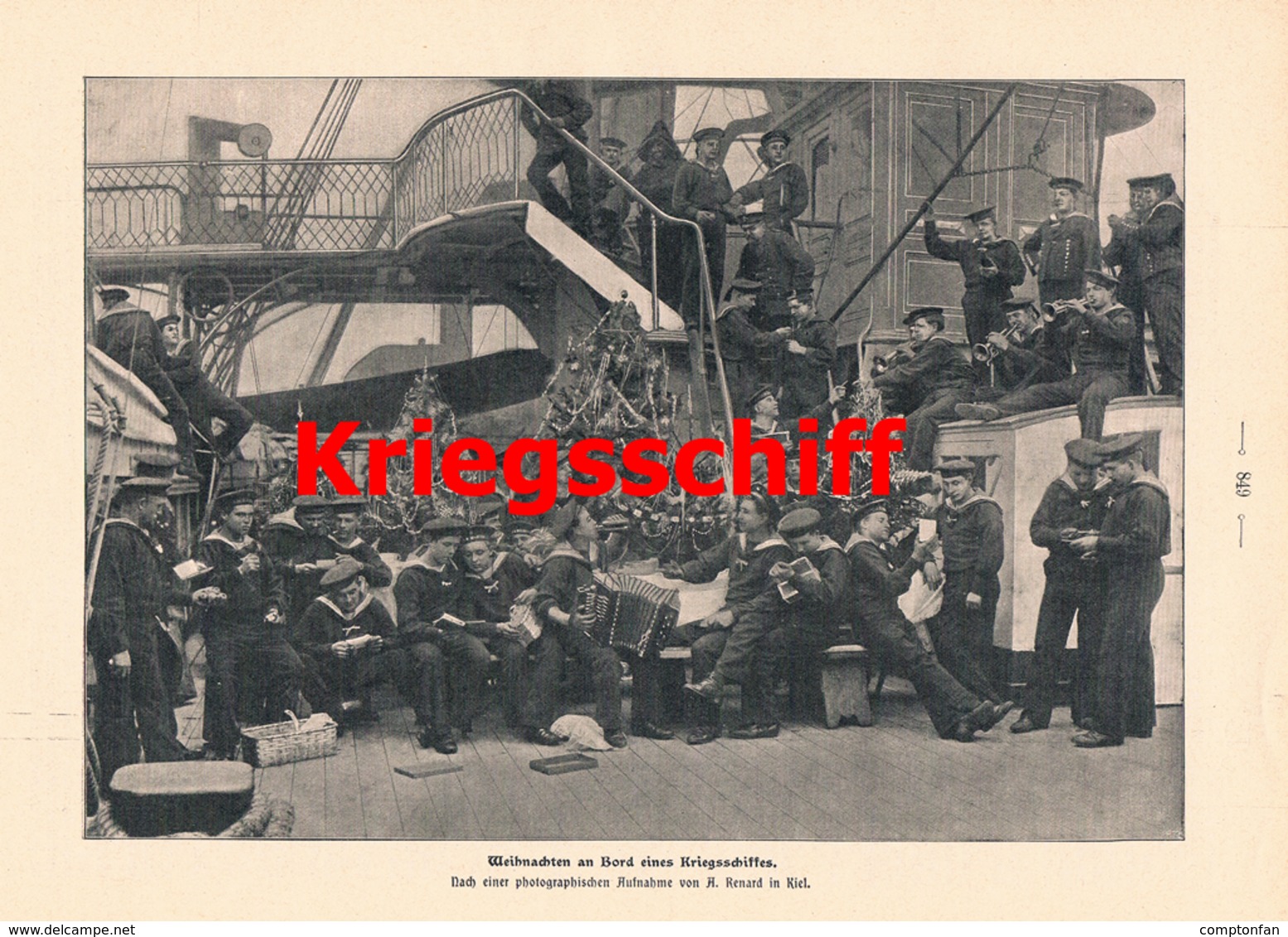 938 Weihnachten An Bord Eines Kriegsschiffes Druck 1902 !! - Bateaux