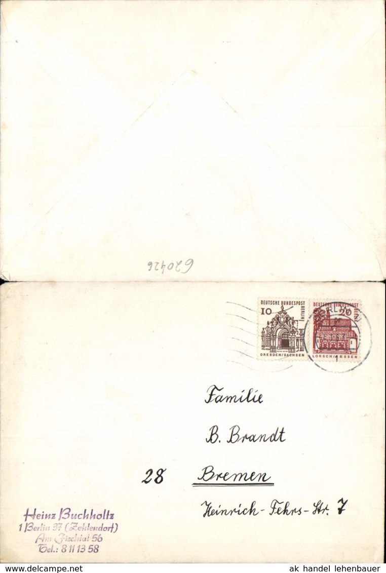 620426,Stp. Berlin Zehlendorf Fischtal N. Bremen Brief M. Inhalt - Ohne Zuordnung