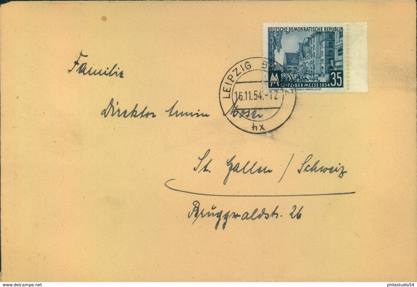 1954, 35 Pfg. Messe Ab LEIPZIG Brief In Die Schweiz. - Brieven En Documenten