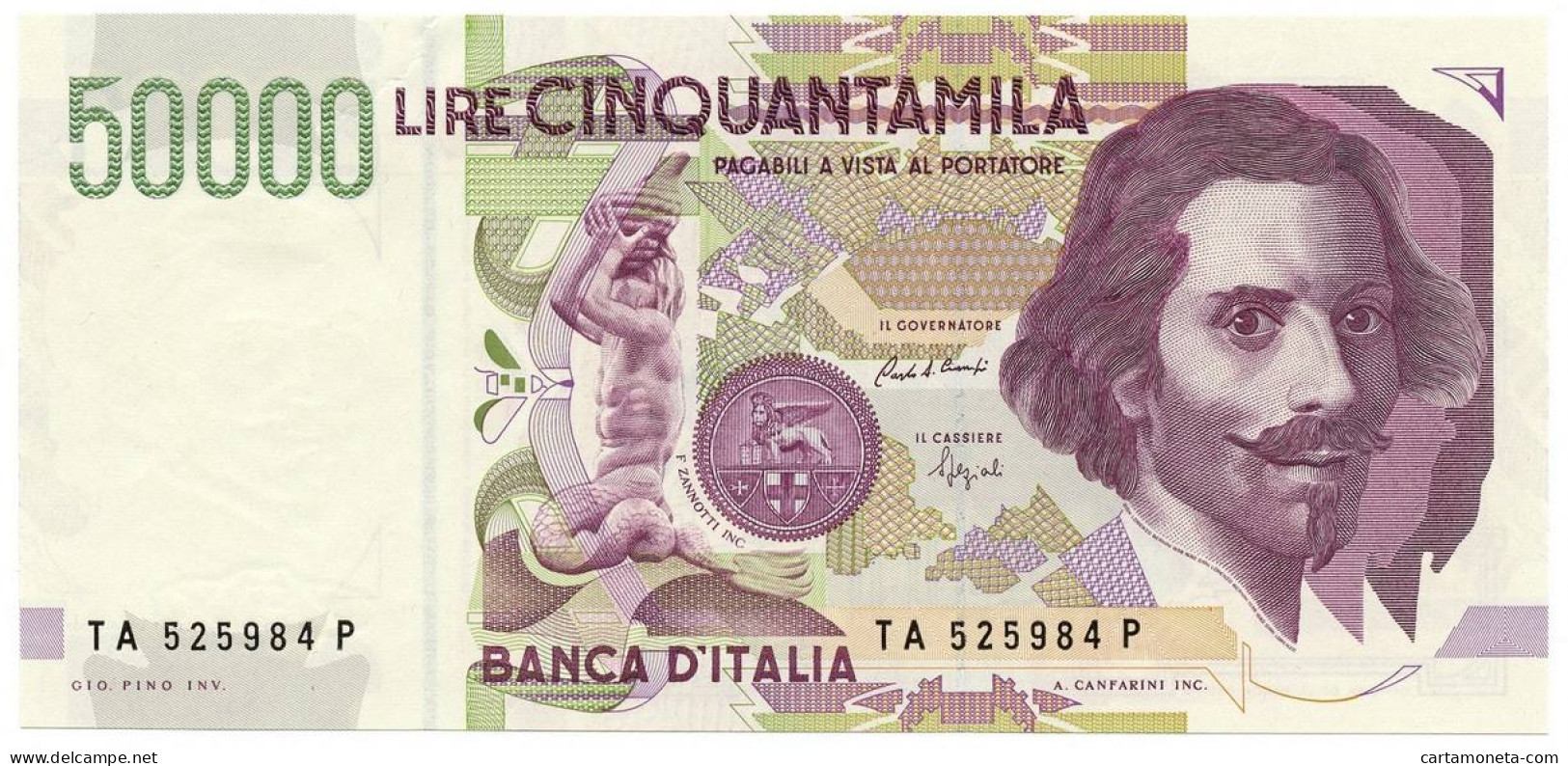 50000 LIRE GIAN LORENZO BERNINI II TIPO LETTERA A 27/05/1992 QFDS - Altri & Non Classificati