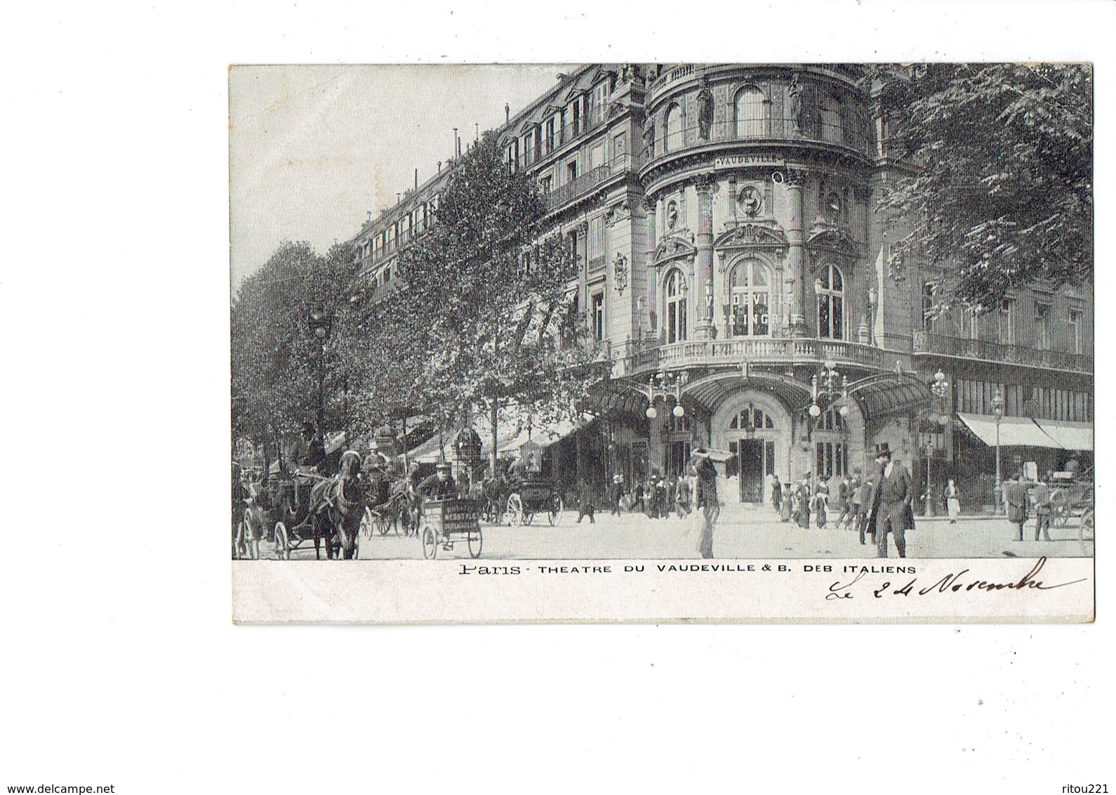 Cpa - 75 - PARIS - Théâtre Du Vaudeville - L'Age Ingrat -  B. Des Italiens - Animation Cheval Vélo Triporteur - 1904 - Théâtre