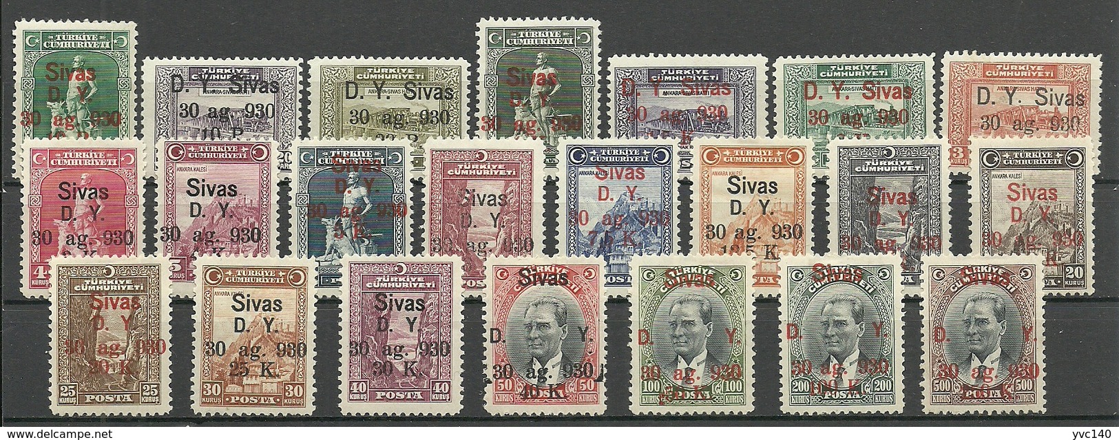 Turkey; 1930 Ankara-Sivas Railway Stamps (Complete Set) MH*-VF - Unused Stamps