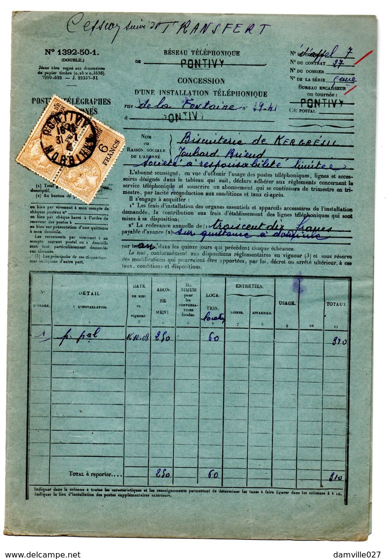 PONTIVY, BISCUITERIE DE KERGRESIL - TELEPHONE 1922 1939 1941 - LOT DE 10 DOCUMENTS - Collezioni