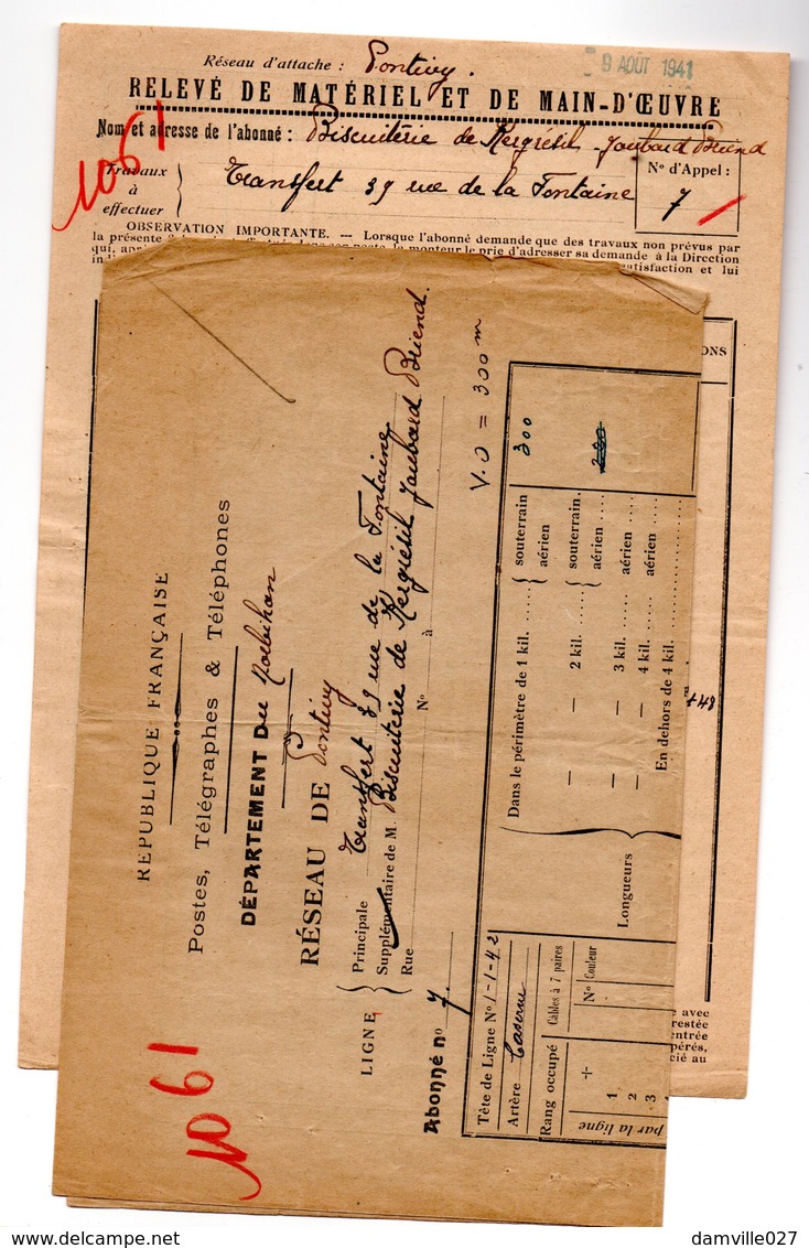 PONTIVY, BISCUITERIE DE KERGRESIL - TELEPHONE 1922 1939 1941 - LOT DE 10 DOCUMENTS - Collezioni