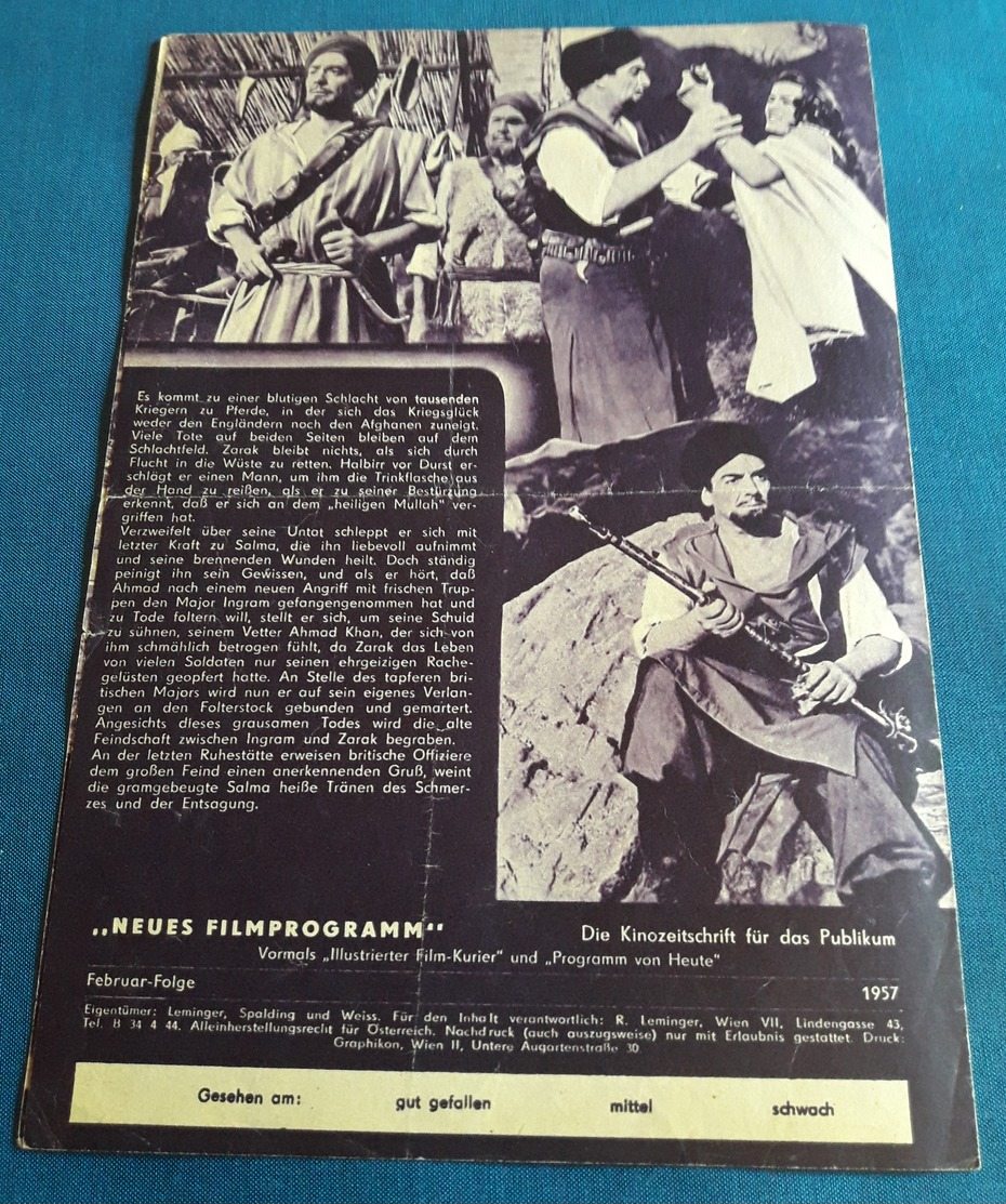 Anita Ekberg, Victor Mature, Michael Wilding > "ZARAK KHAN" > Altes NFP-Filmprogramm '1957 (fp74) - Magazines