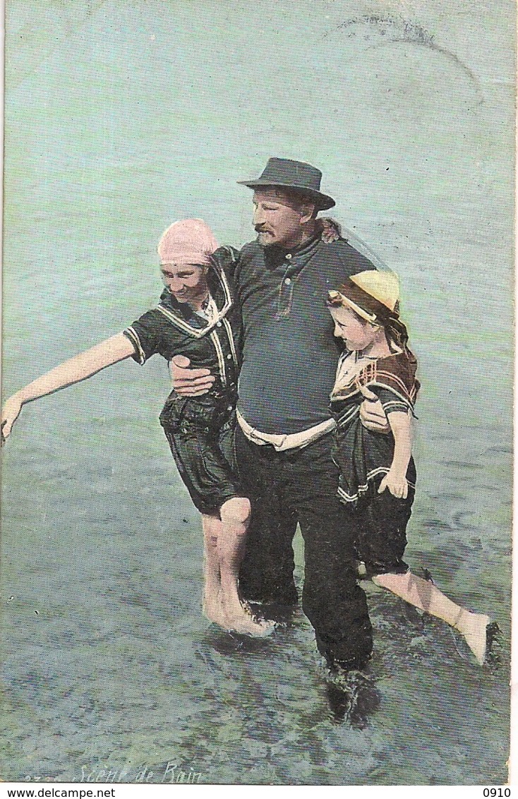 AQUA PHOTO -SCENE DE BAIN-AFSTEMPELING OSTENDE 1914 - Groupes D'enfants & Familles