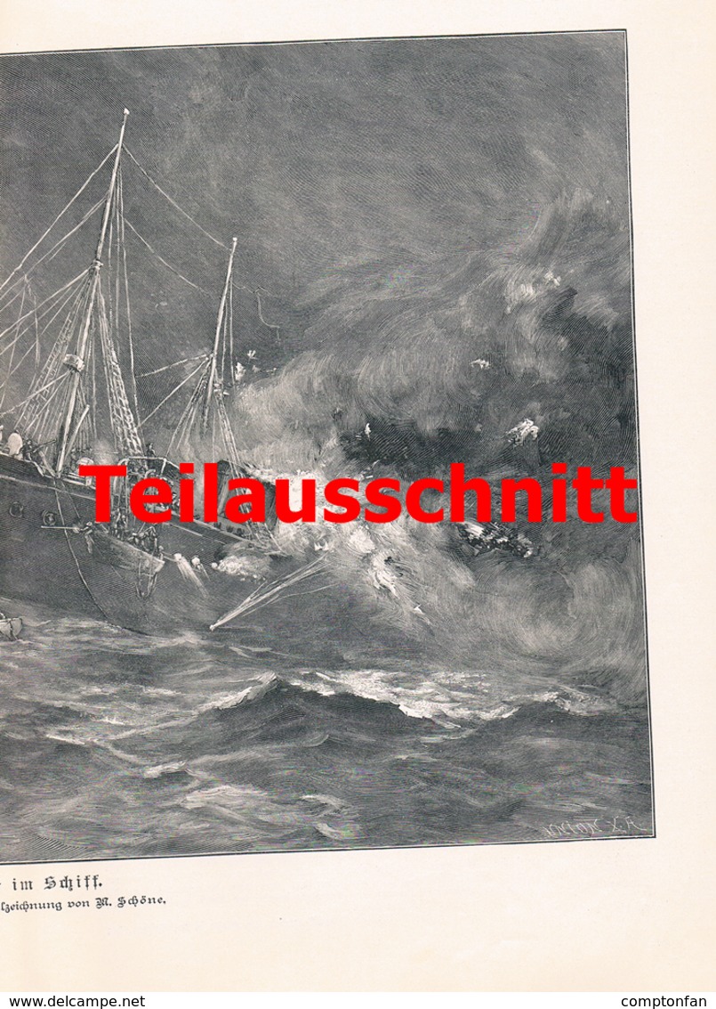 D101 973 Schöne Feuer Im Schiff 41 X 29 Cm Großbild 1898 !! - Other & Unclassified