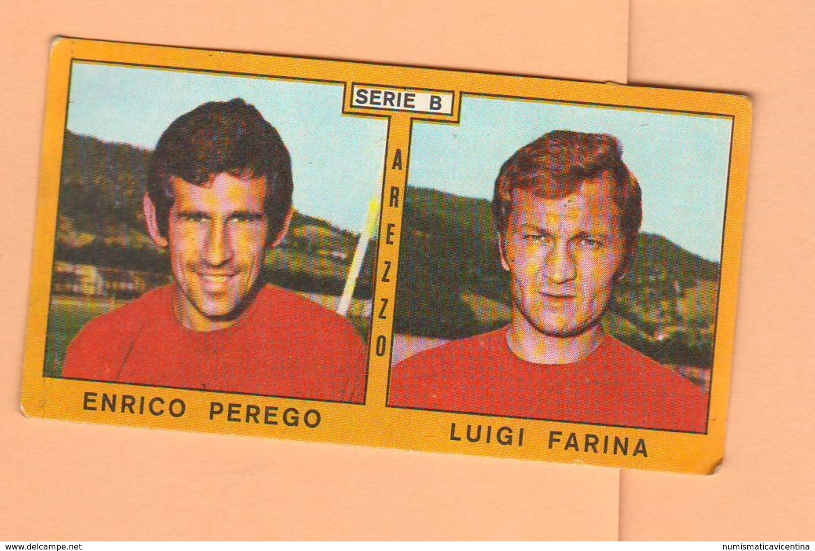 Calcio PANINI VALIDA Figurine Calciatori Serie B Arezzo PEREGO + FARINA 1969 / 1970 - Edizione Italiana