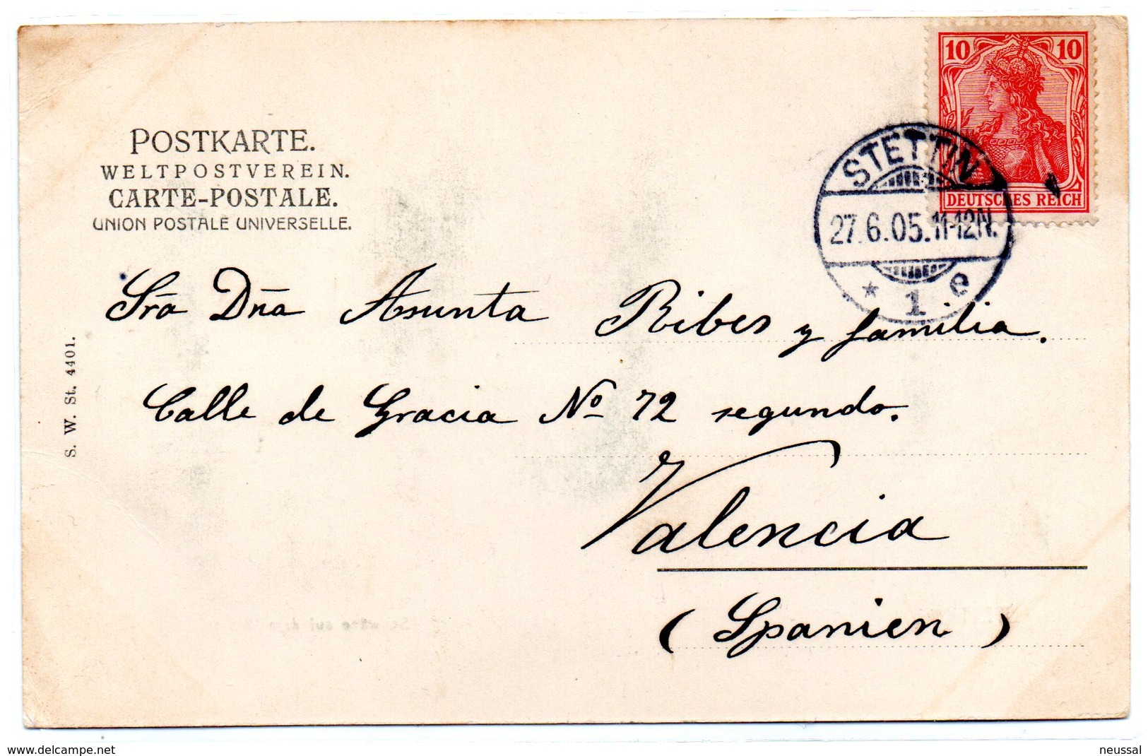 Tarjeta Postal De Stettin Circulada.1905 - Polen