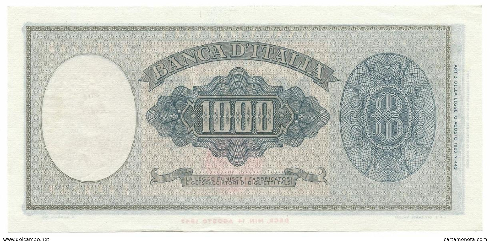 1000 LIRE ITALIA ORNATA DI PERLE MEDUSA 25/09/1961 SUP+ - Autres & Non Classés