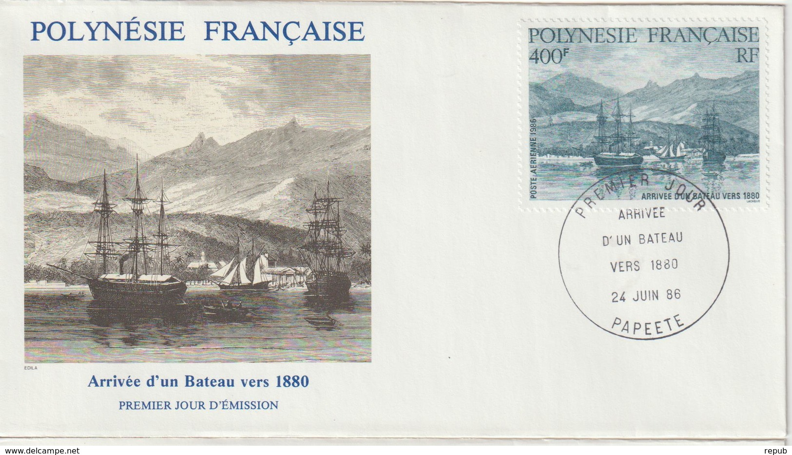 Polynésie FDC 1986 Bateau En 1880 PA 191 - FDC