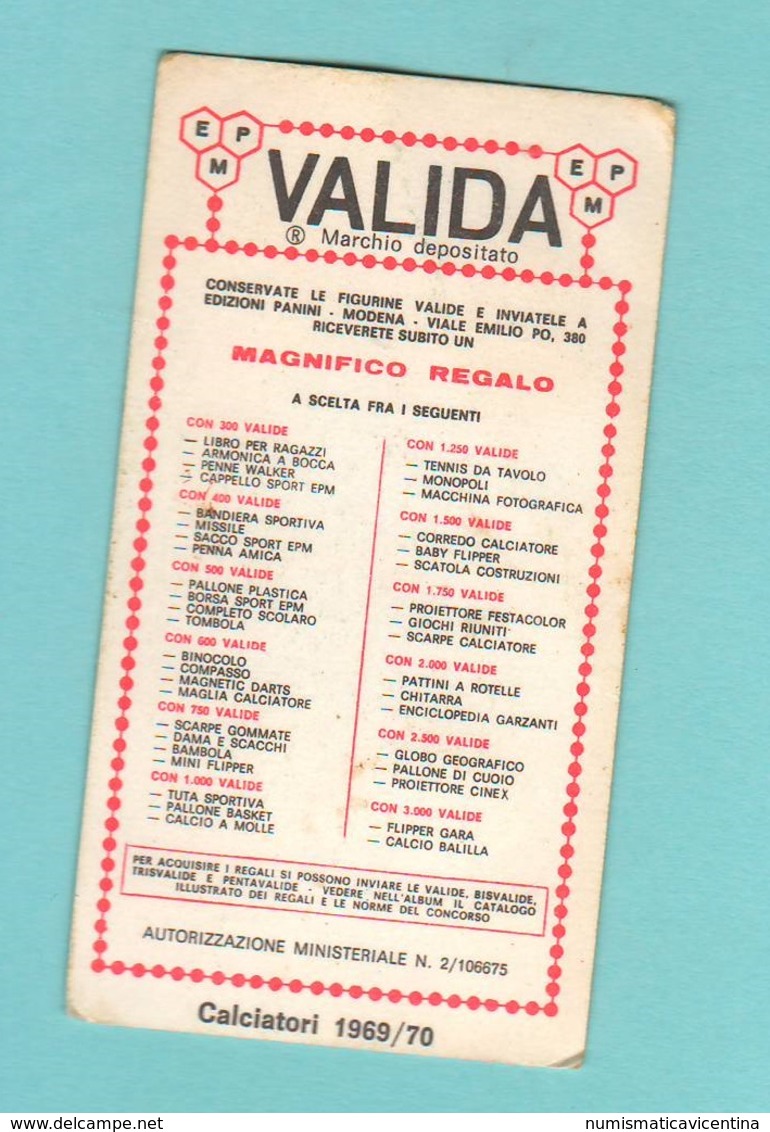Calcio PANINI VALIDA Figurine Calciatori Serie B Reggina DIVINA + CLERICI 1969 / 1970 - Edizione Italiana