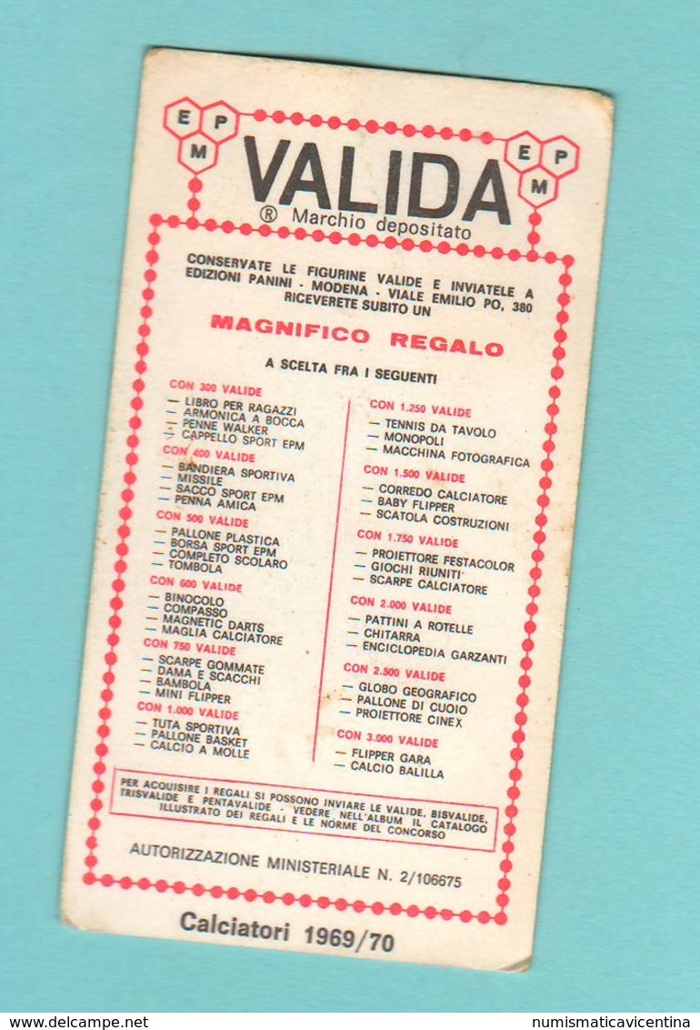 Calcio PANINI VALIDA Figurine Calciatori Serie B Mantova GIOIA + DELL'ANGELO 1969 / 1970 - Edizione Italiana