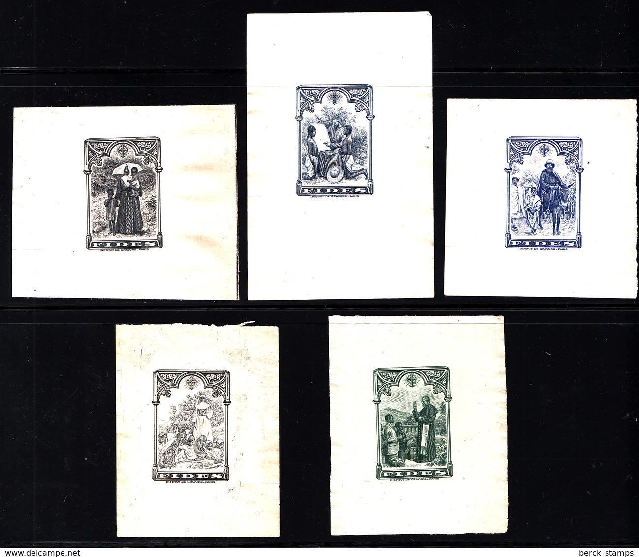 FRANCE - FIDES 1956 - VIGNETTES - 5 EPREUVES - - 1956 F.I.D.E.S.