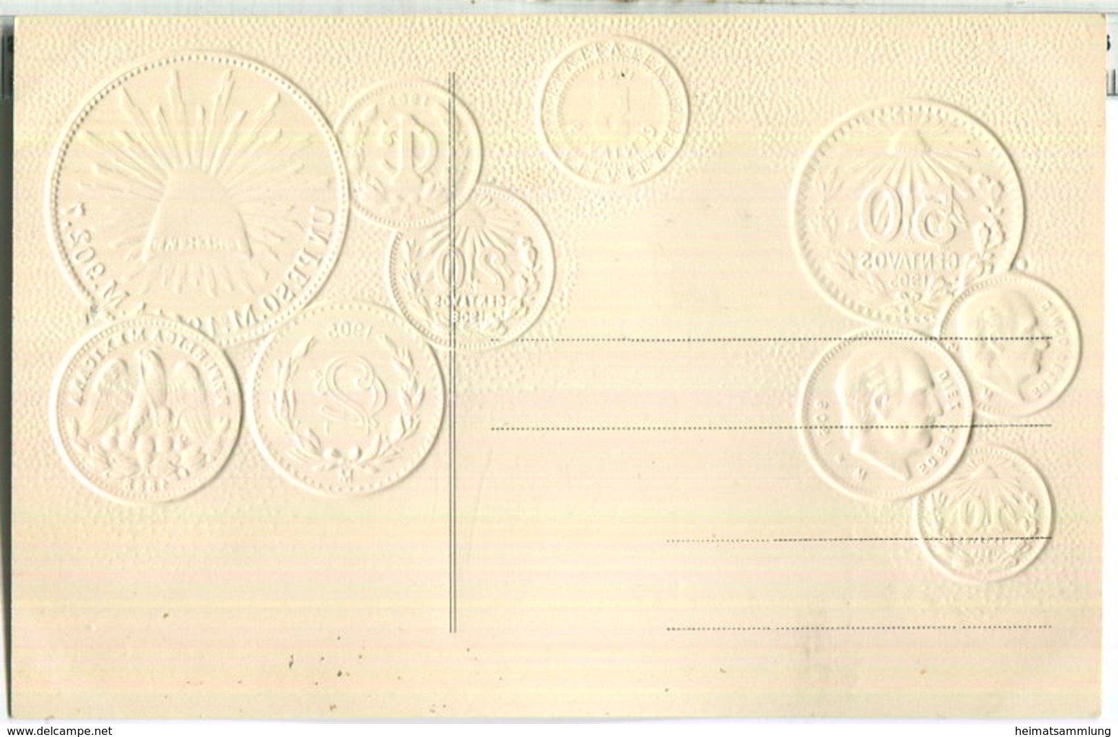 Münzenkarte - Nationalflagge - Mexiko - Prägedruck - Monnaies (représentations)