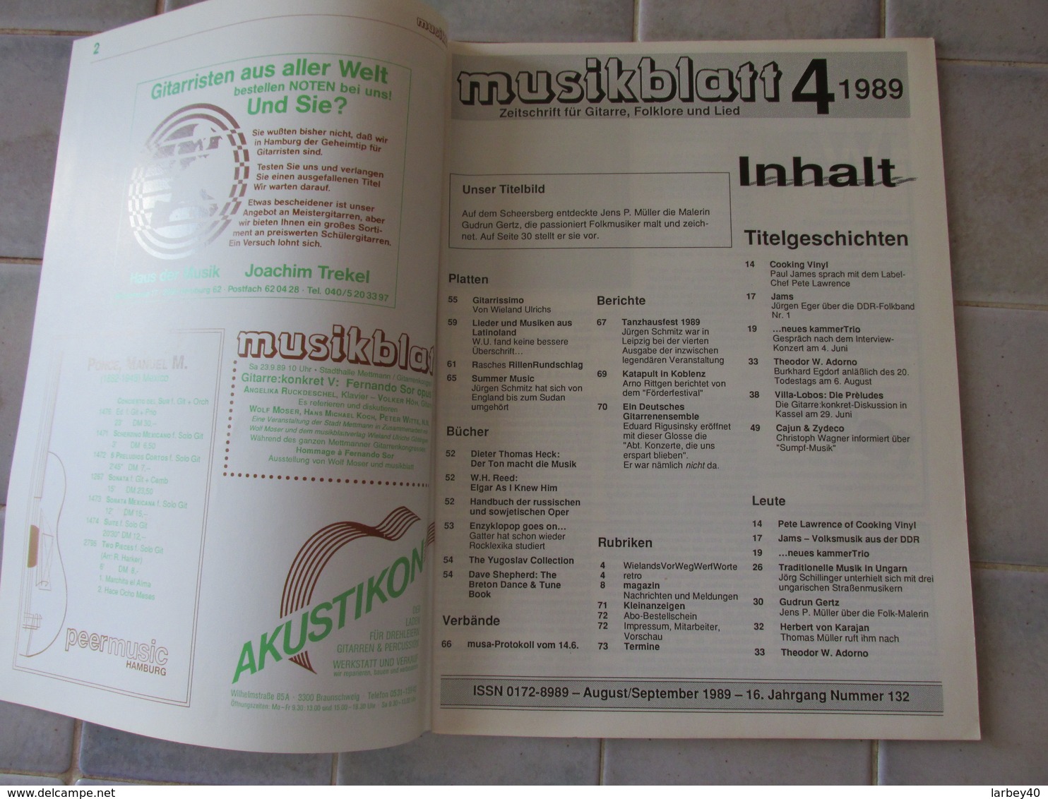 Musikblatt 1989 Jams Cajun & Zydeco Ect - Music