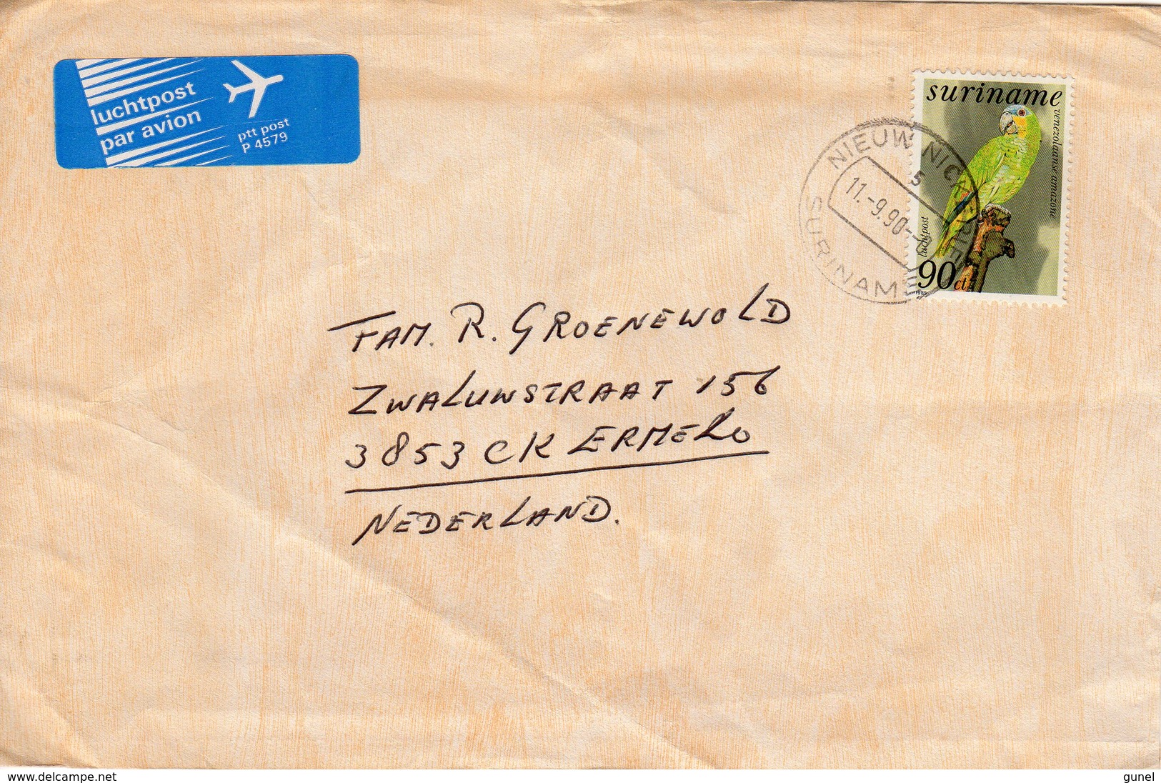 11.-9-90 Brief Nieuw Nickerie Naar Ermelo - Suriname ... - 1975