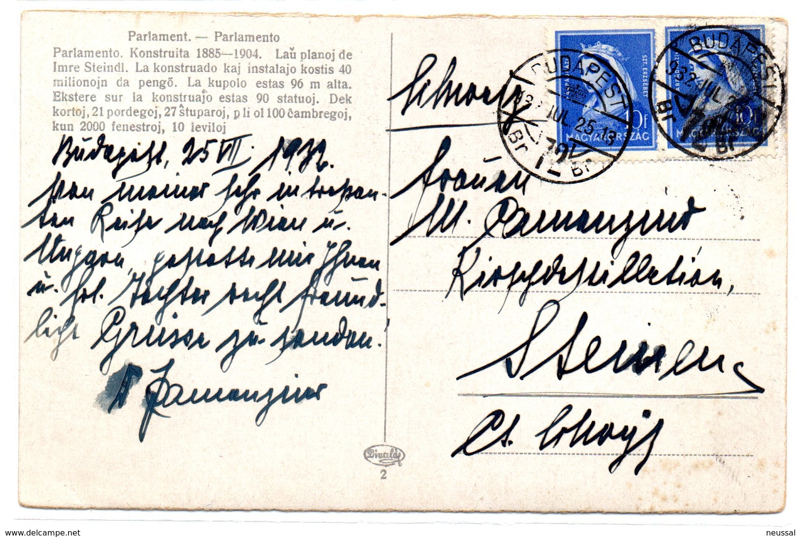 Tarjeta Postal De Rumania Circulada.  Parlament - Rumania