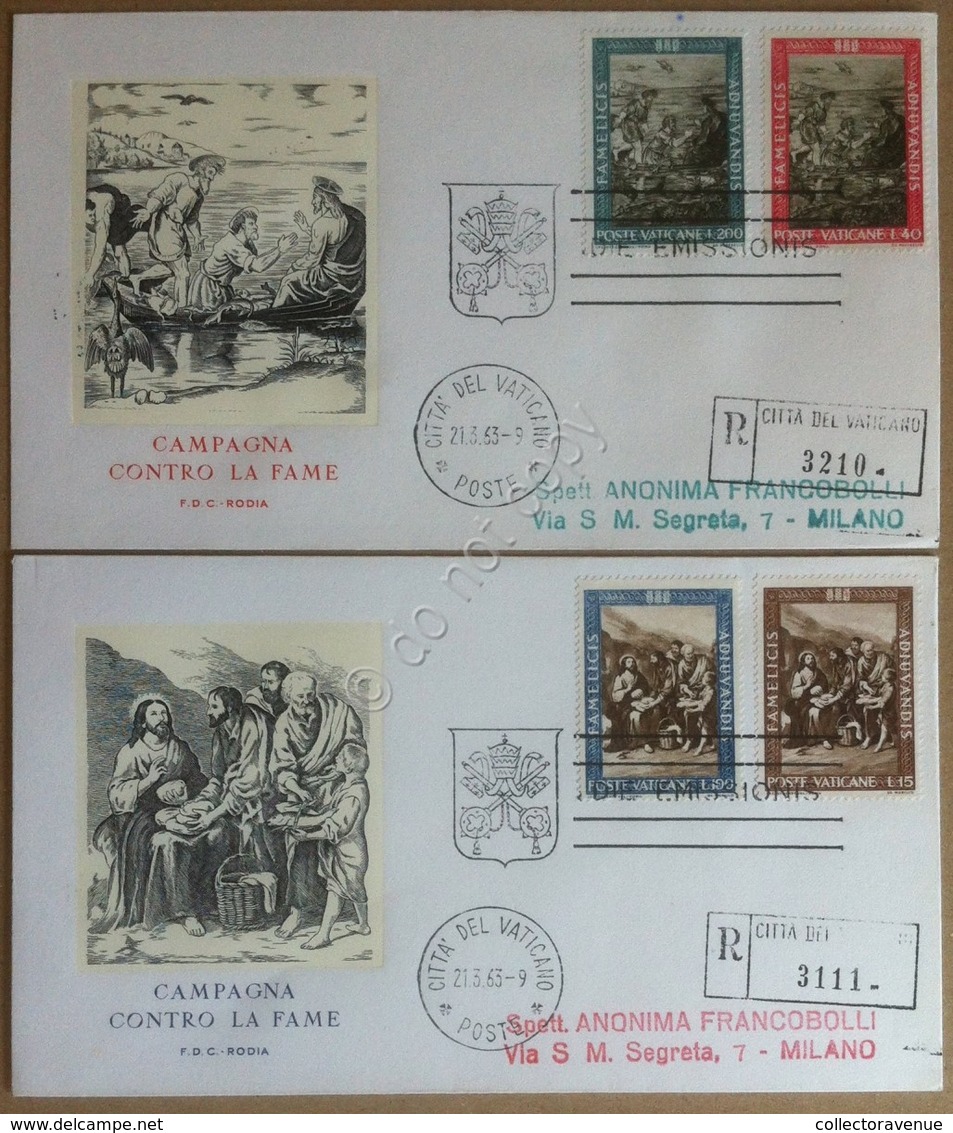 FDC Vaticano 1963 - Campagna Contro La Fame - 2 Buste Non Viaggiate - Non Classificati