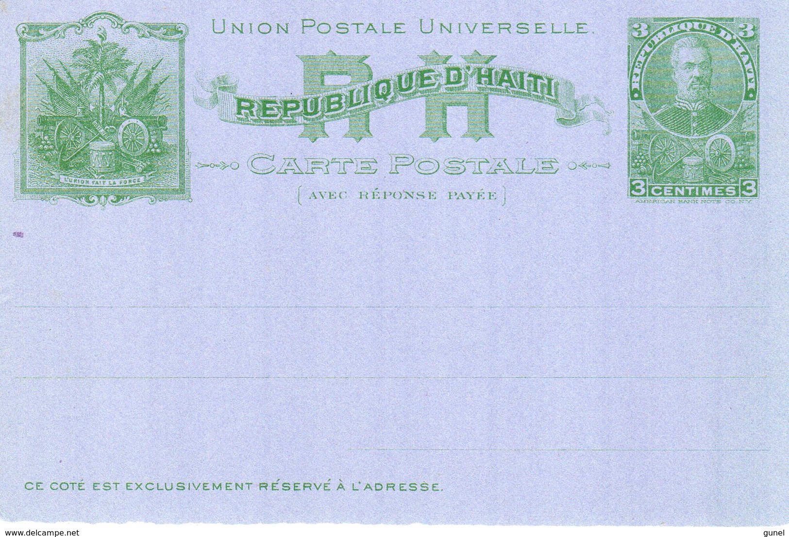 Carta Postale 3 Centimes  Avec Reponse Payee Ongebruikt - Haïti