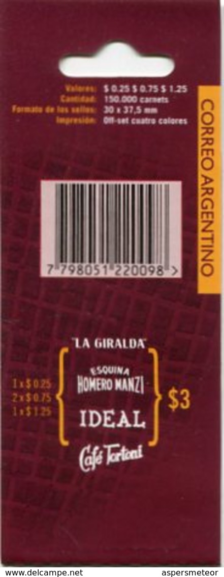 PASION PORTEÑA, CAFES HISTORICOS DE BUENOS AIRES. CARNET ARGENTINA AÑO 1999. COFFEE SHOP CAFE PORTEÑO TANGO - LILHU. - Musique