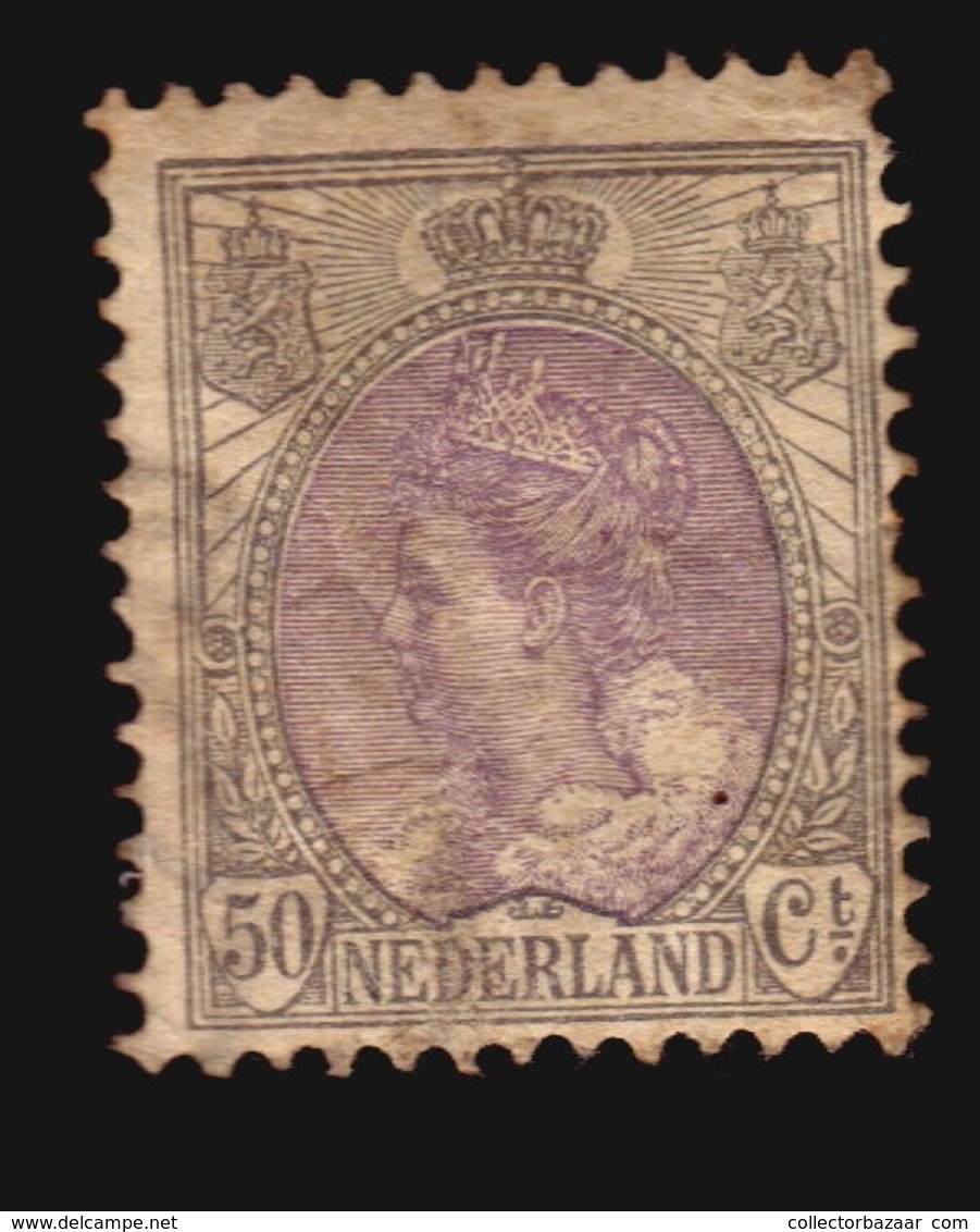 1899 Koningin Wilhelmina 50 Cent Violet En Grijs Perf 12.50  NVPH 75 Stamp With Fold  (-clasDelcampe>15) - Ungebraucht