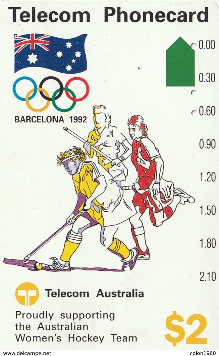 TARJETA TELEFONICA DE AUSTRALIA, BARCELONA 1992 - Women's Hockey (N91041-1). AUS-M-048. (098) - Jeux Olympiques