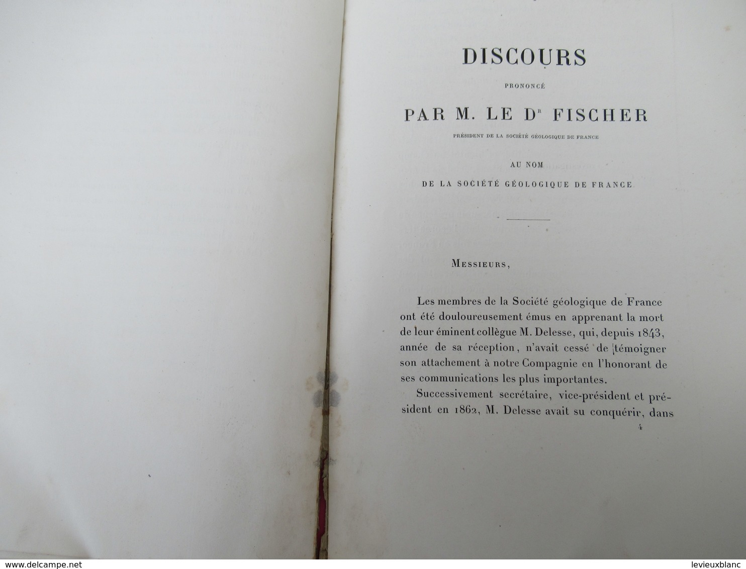 Géologie/Discours prononcés aux funérailles d'Achille DELESSE/par Daubrée,Barral,Bertin,Risler,etc/1881      MDP85