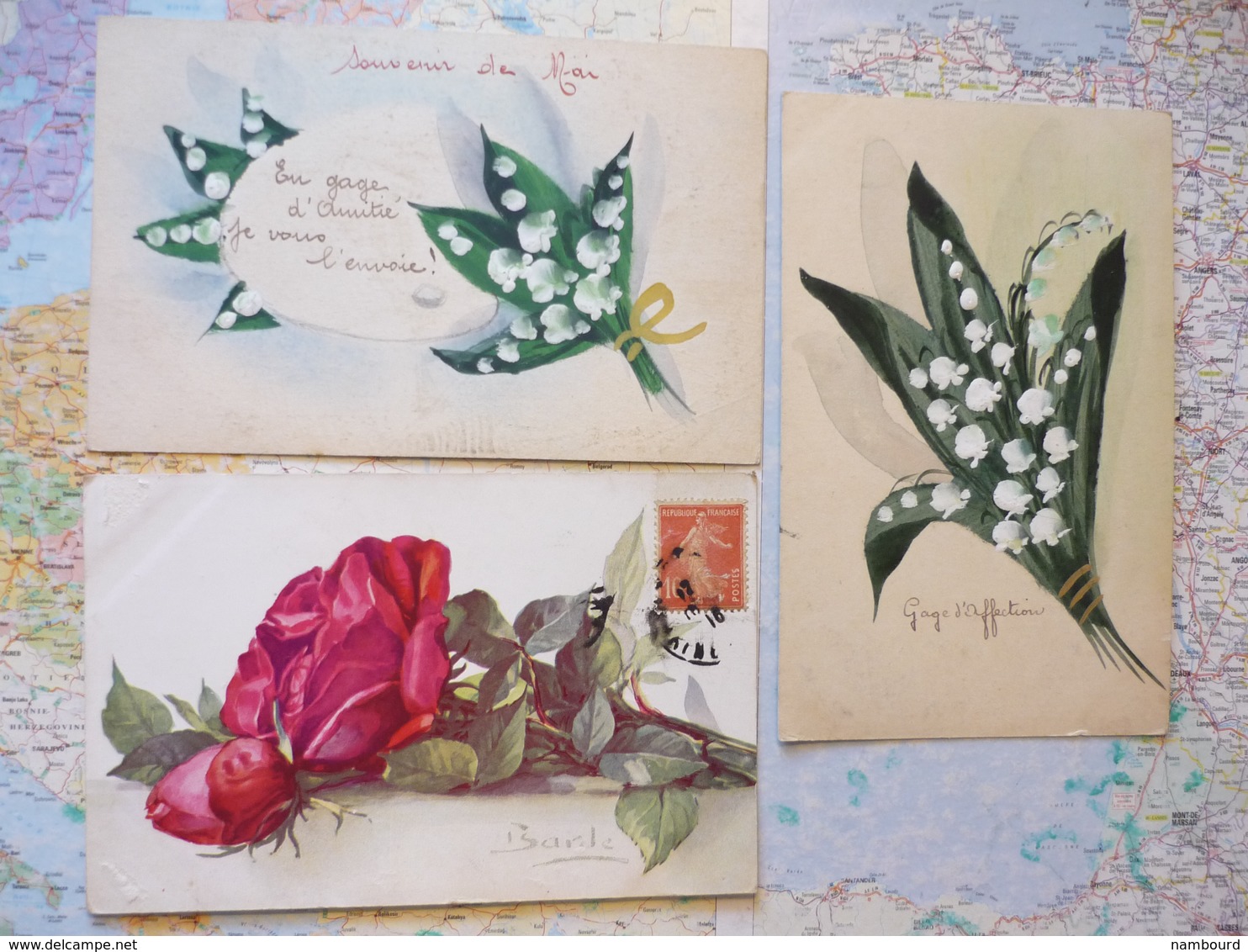 Illustrations De Fleurs : 1 Signée Barle + 2 Non Signées /  3 Cartes - 1900-1949